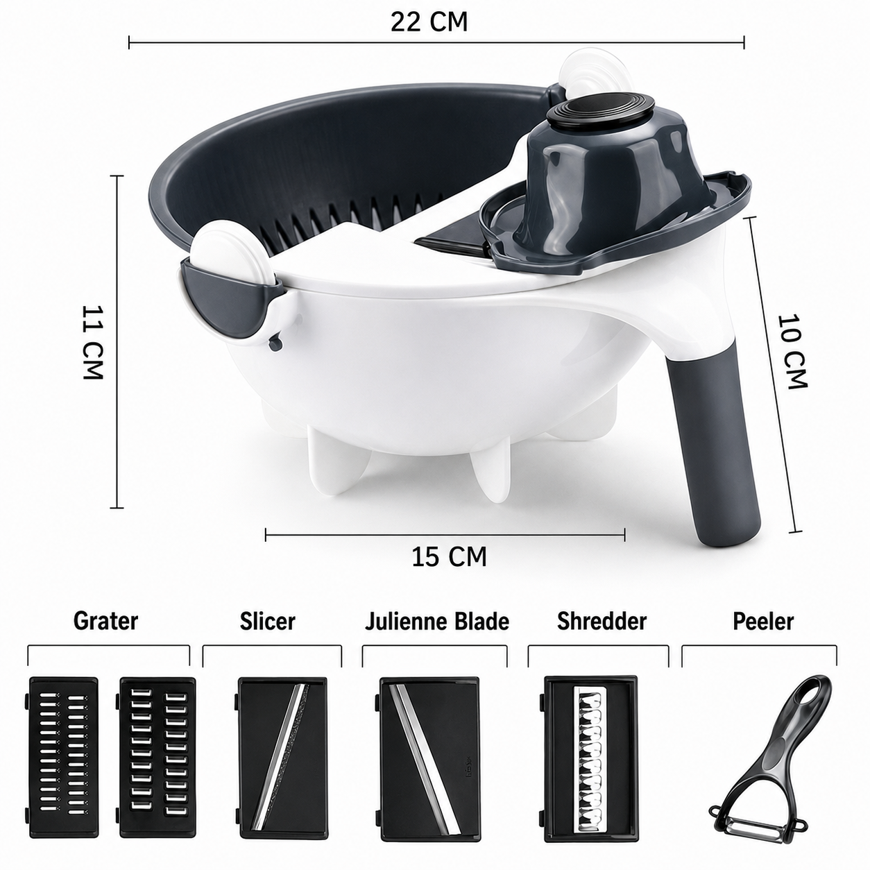 Vegetable Slicer | Cutting, Grating & Shredding | Multifunctional | VegEase