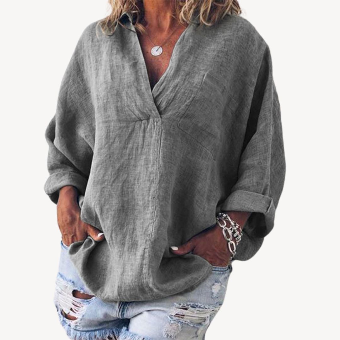 Image of Veronica | Women's Oversized V-Neck Blouse