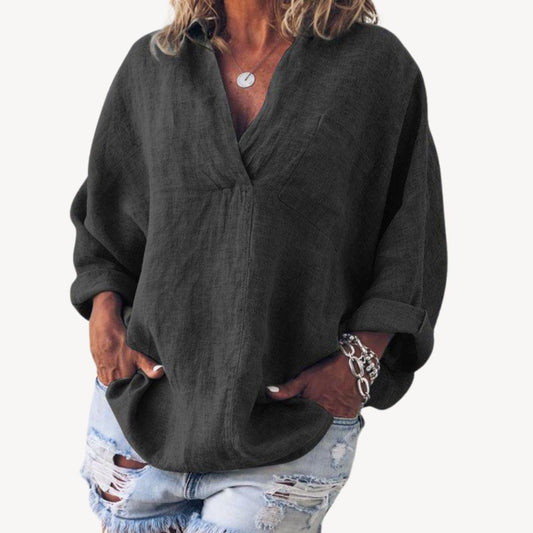 Image of Veronica | Women's Oversized V-Neck Blouse