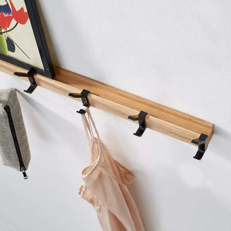 Wall Coat Rack with Movable Hooks – Scandinavian Design in Wood and Metal