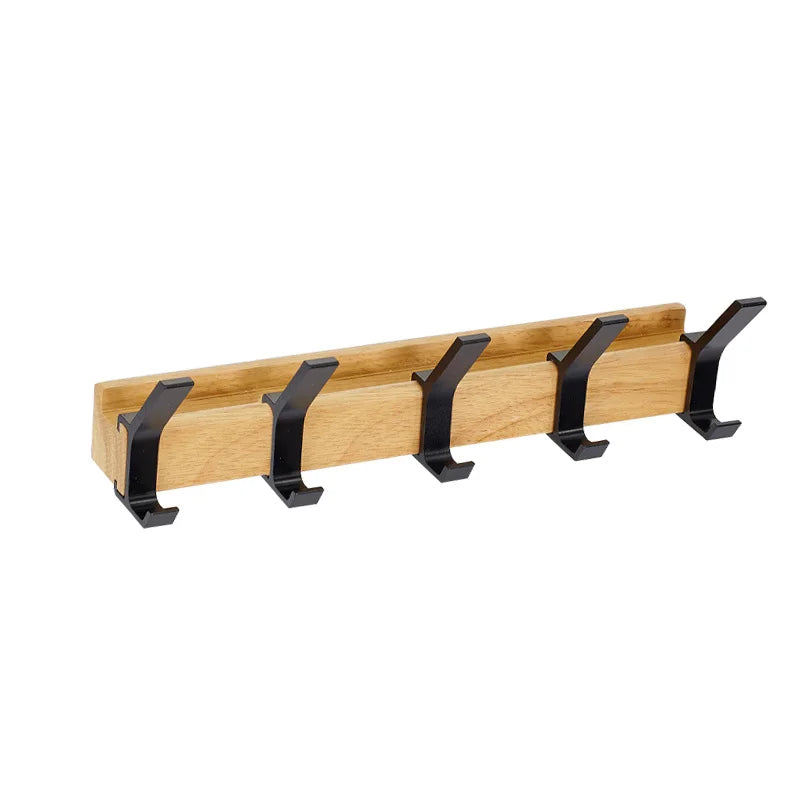 Wall Coat Rack with Movable Hooks – Scandinavian Design in Wood and Metal