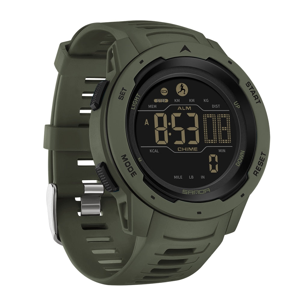 Waterproof Military Digital Watch with Pedometer