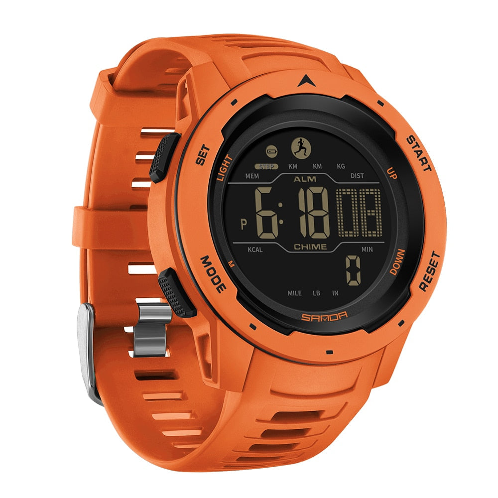 Waterproof Military Digital Watch with Pedometer