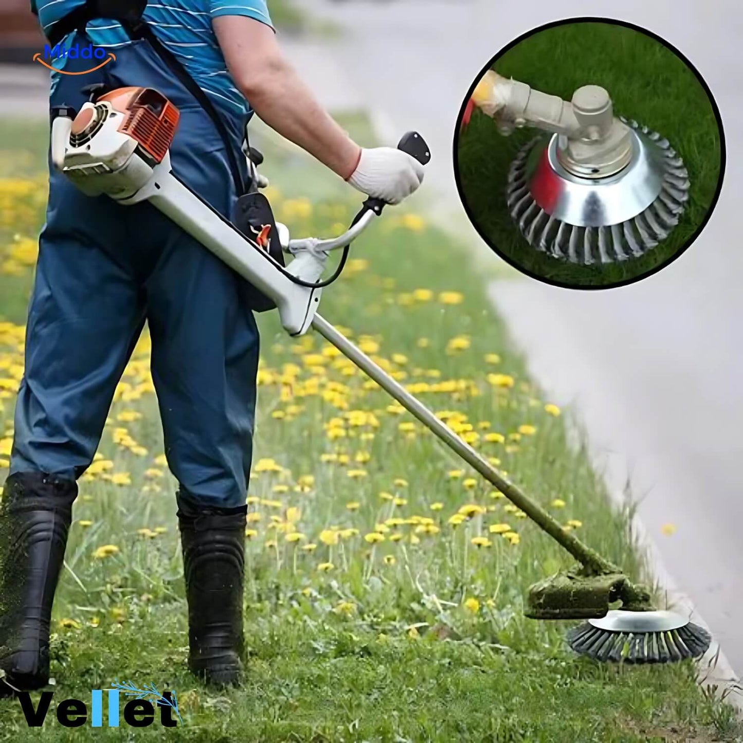 Weedmaster™ | Seamless Weed Brush with Wire Wheels for Lawn and Garden Maintenance