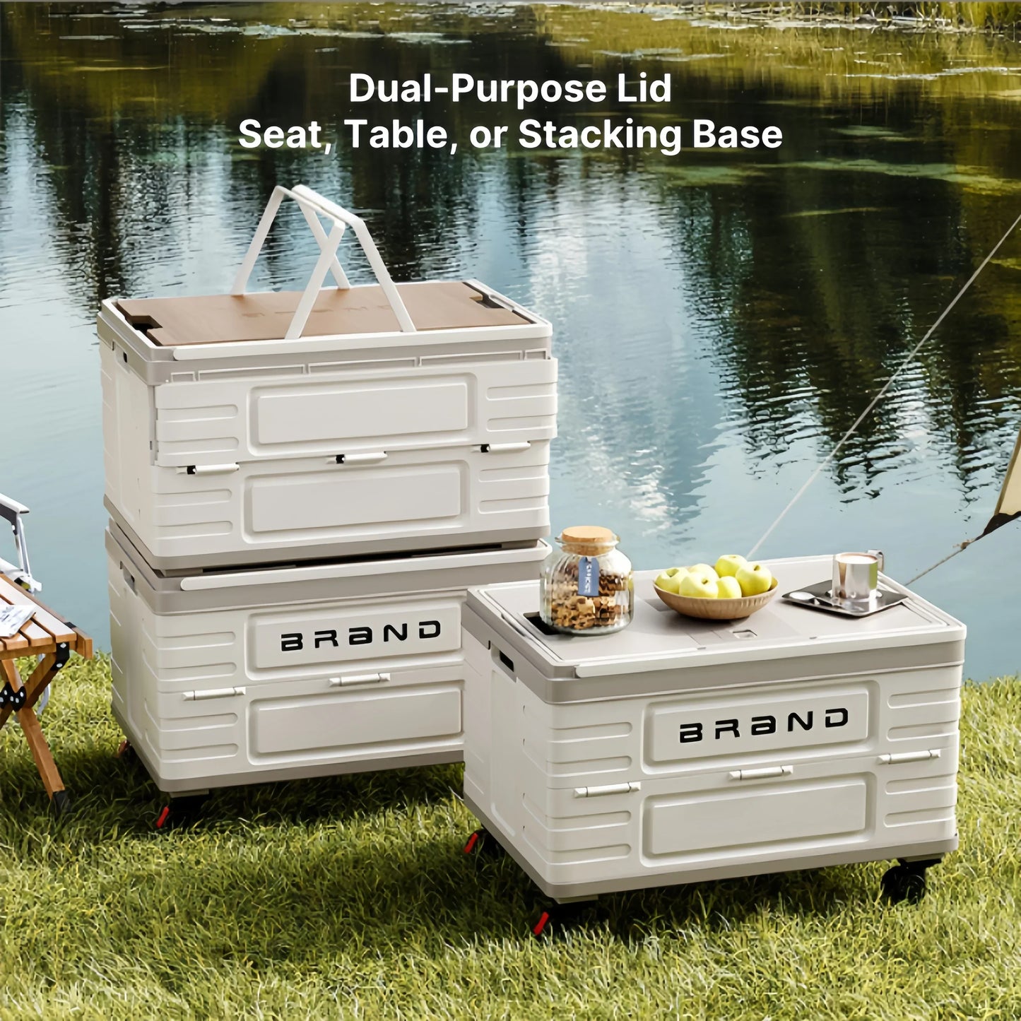 Wheeled Collapsible Storage Box with Snap-on Lid