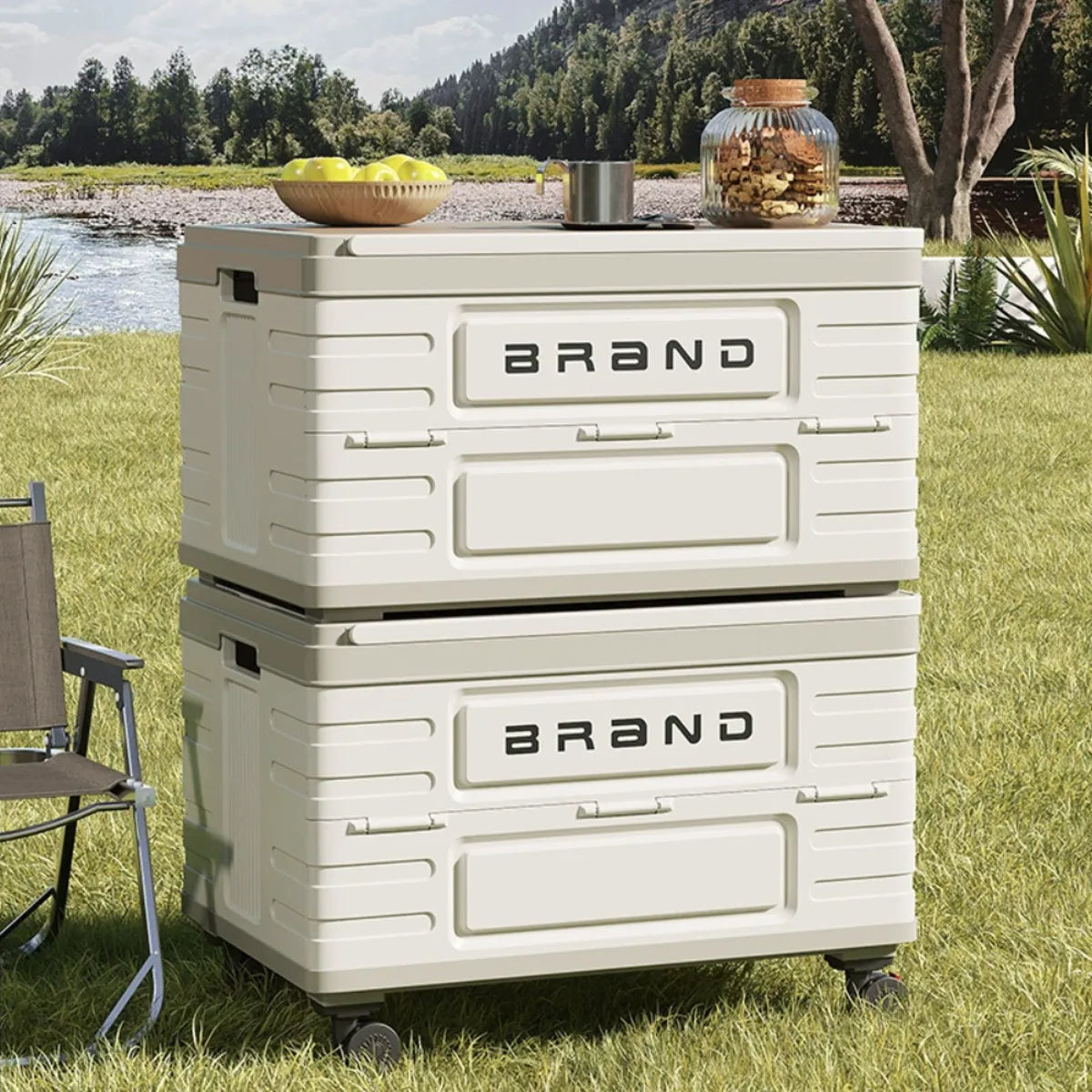 Wheeled Collapsible Storage Box with Snap-on Lid