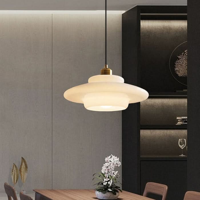 White Glass Hanging Lamp – Mid-Century Modern Pendant Light
