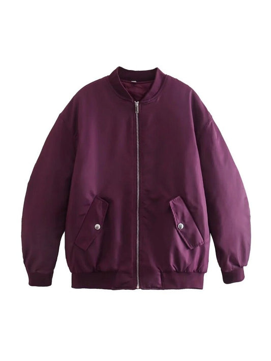 Image of Whitney | Women's Oversized Zip-Up Bomber Jacket