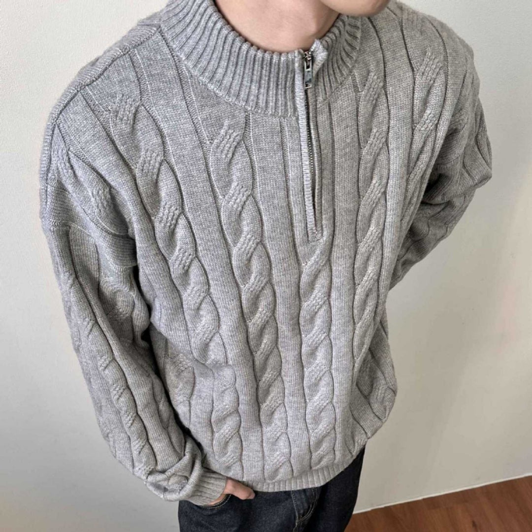 Image of Will | Men's Cable Knit Quarter Zip Sweater