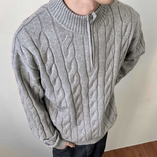 Image of Will | Men's Cable Knit Quarter Zip Sweater