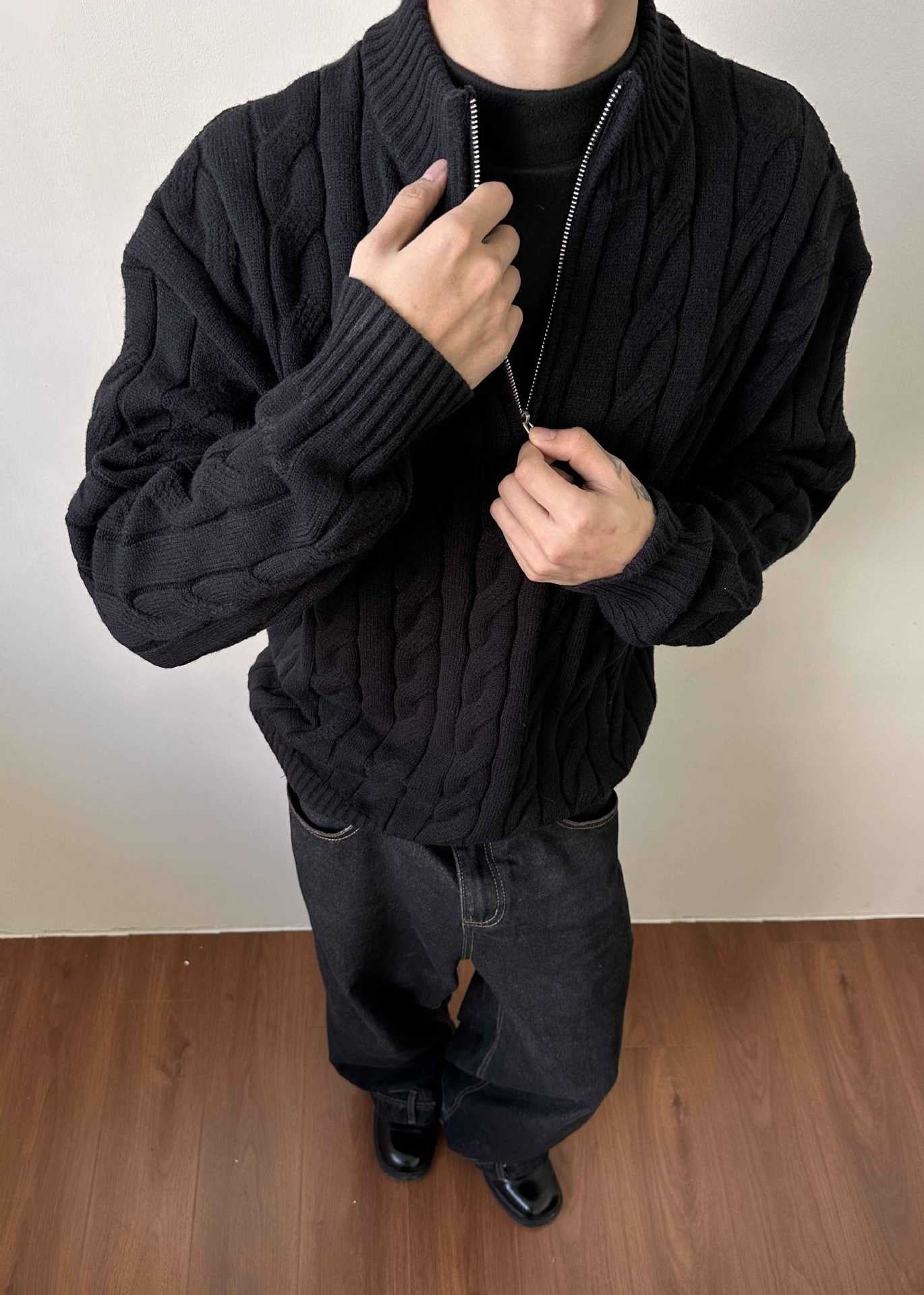 Image of Will | Men's Cable Knit Quarter Zip Sweater