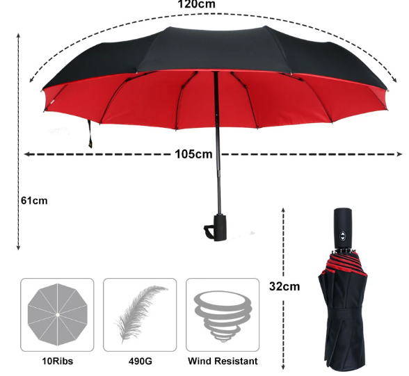 Windproof Storm Umbrella - Foldable & Sturdy