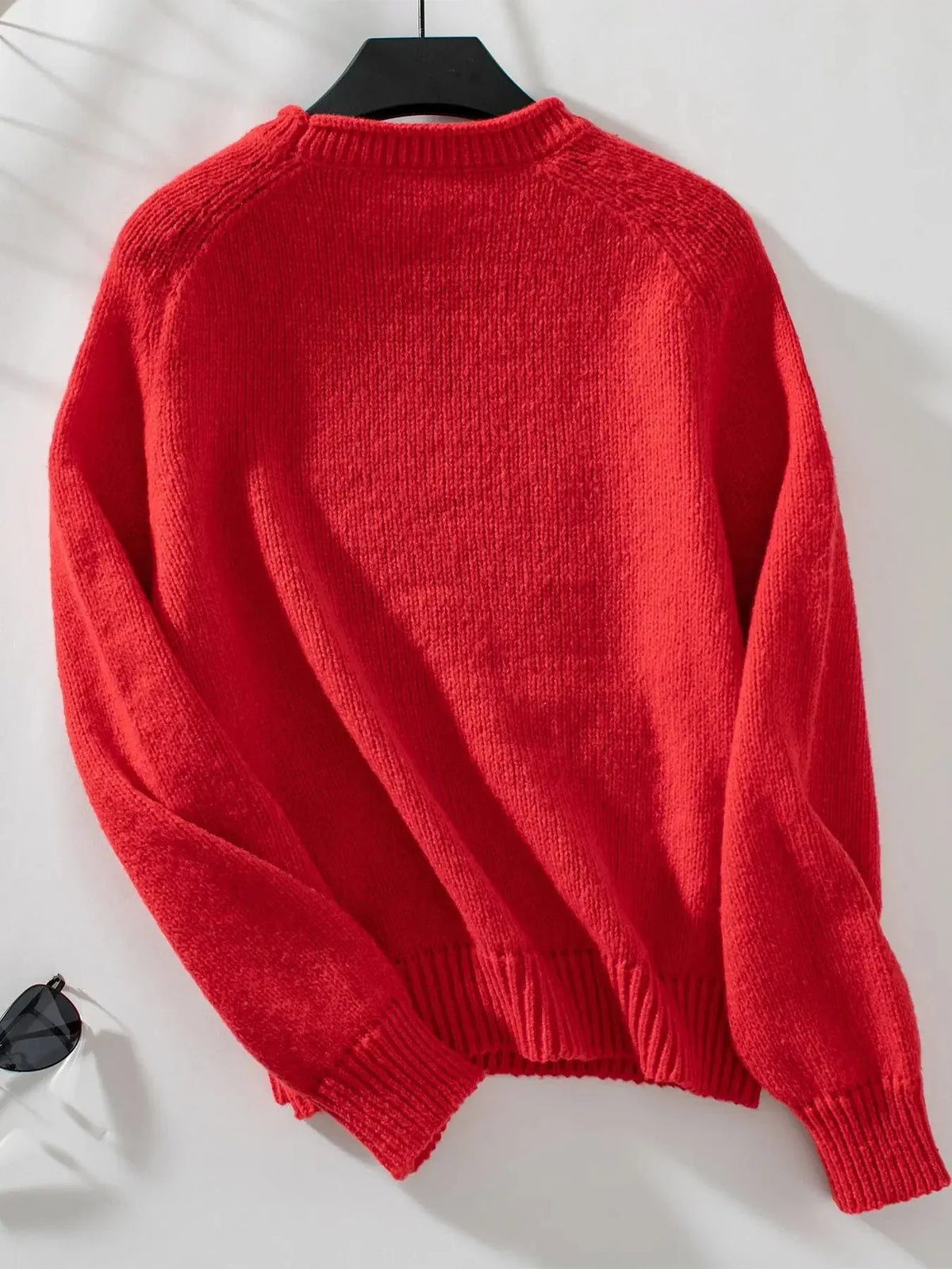 Women's Acrylic Crewneck Sweater with Christmas Tree Pattern – Regular Fit for Cold Days