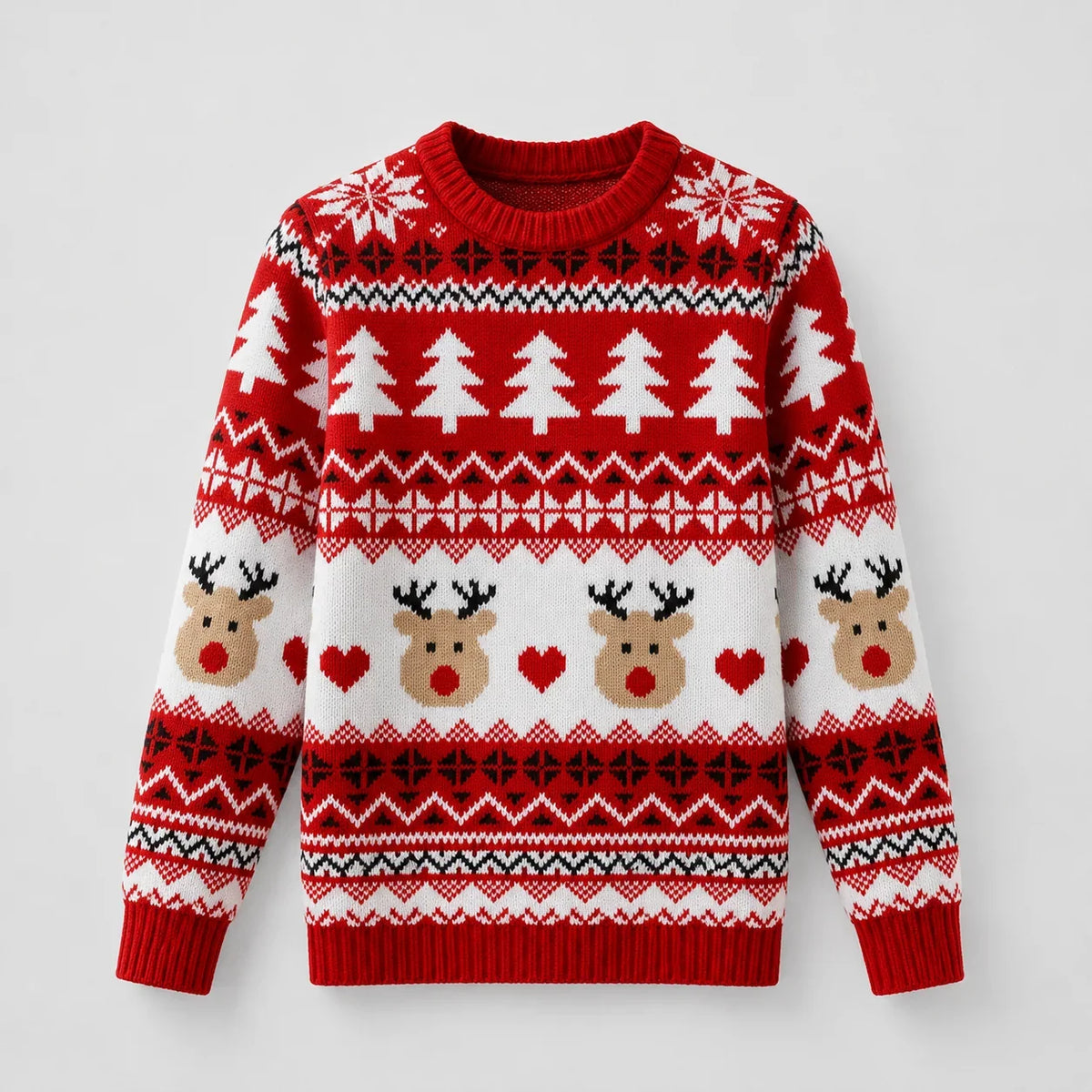 Women's Animal Pattern Knit Sweater – Crew Neck, Winter Style