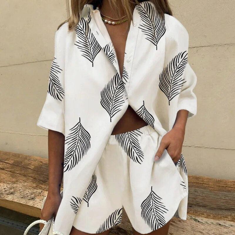 Women's Button-Down Shirt Set