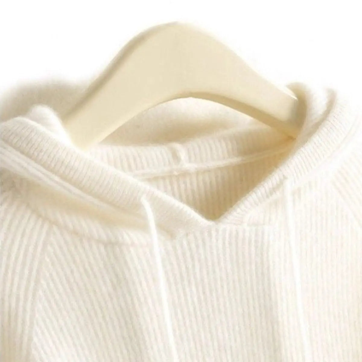 Women's Cashmere and Mink Blend Drawstring Hooded Knit Sweater
