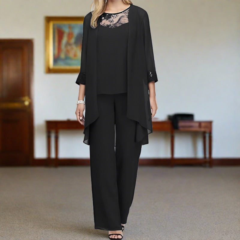 Women's Chiffon Lace Pant Suit