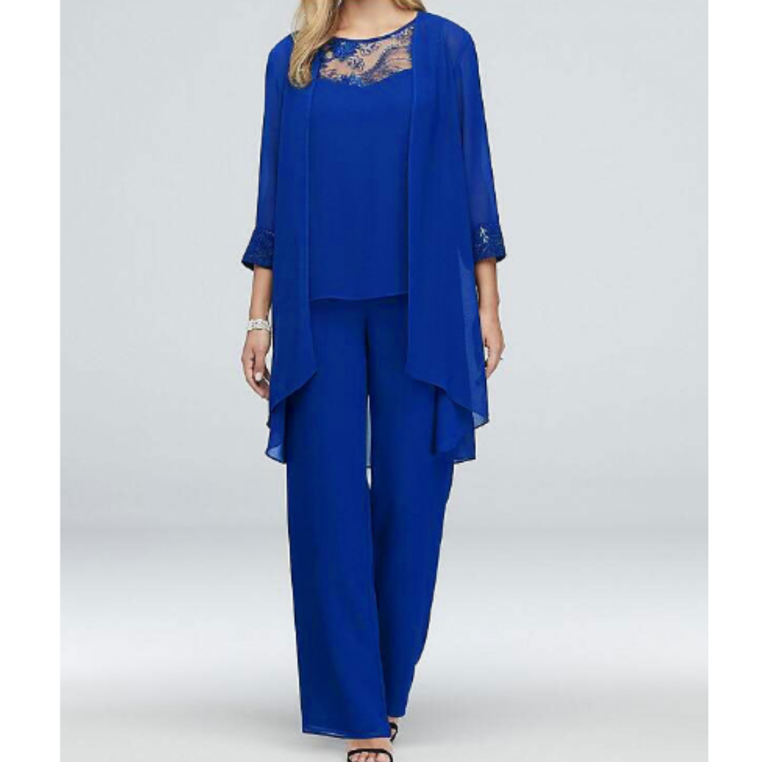 Women's Chiffon Lace Pant Suit