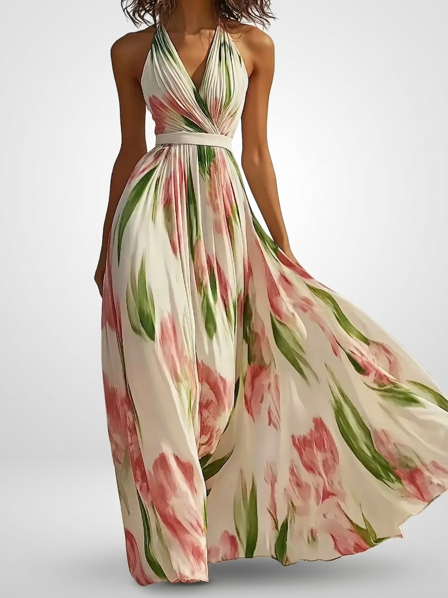 Women's Chiffon V-Neck Maxi Dress