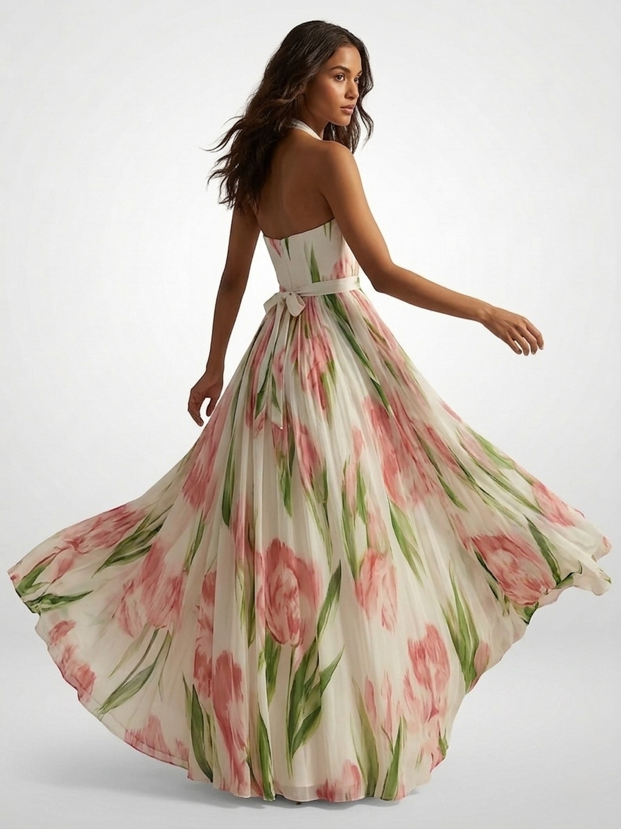 Women's Chiffon V-Neck Maxi Dress