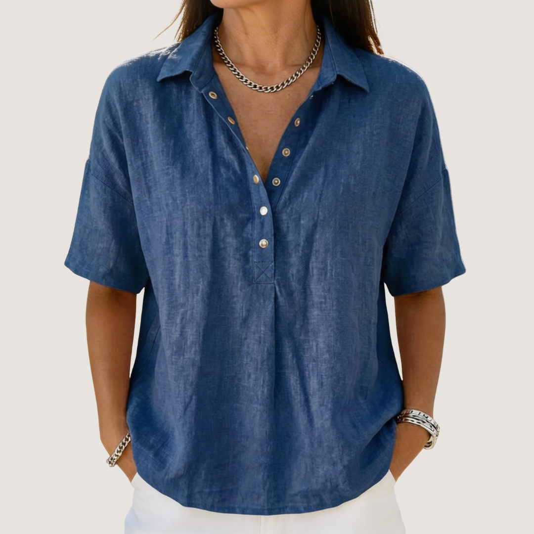 Women's Collared Henley Shirt