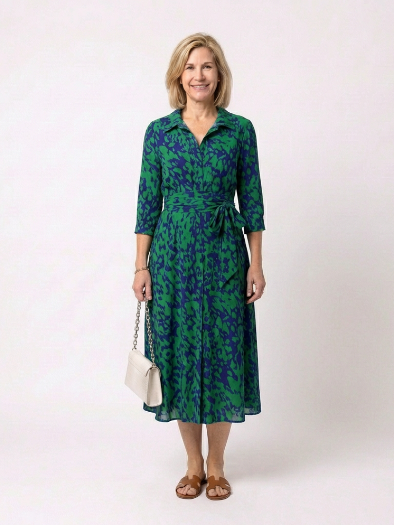 Women's Collared Shirt Midi Dress