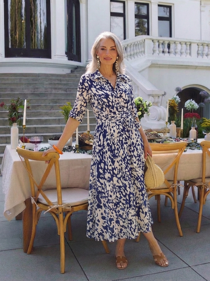 Women's Collared Shirt Midi Dress