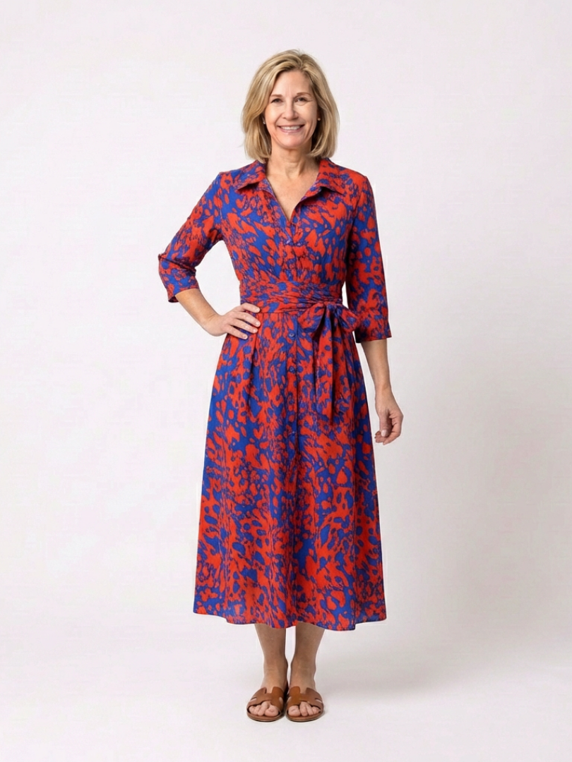 Women's Collared Shirt Midi Dress
