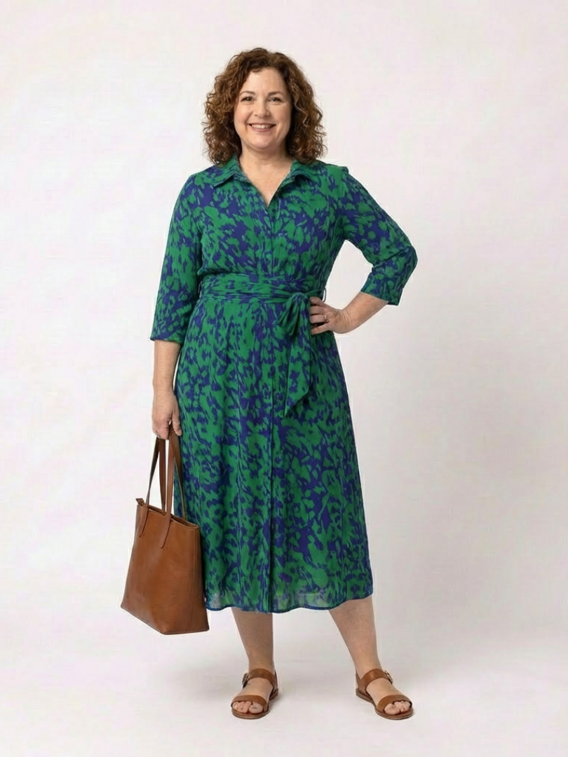 Women's Collared Shirt Midi Dress