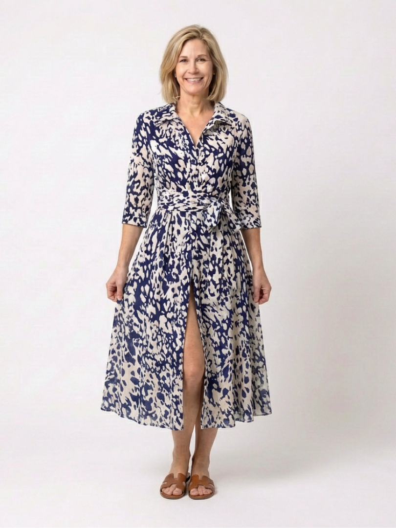Women's Collared Shirt Midi Dress