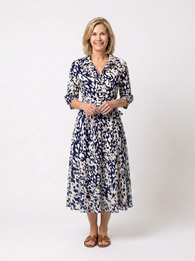 Women's Collared Shirt Midi Dress