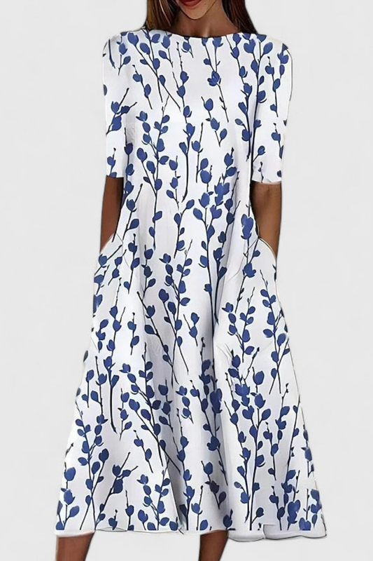 Women's Cotton Printed A-Line Midi Dress