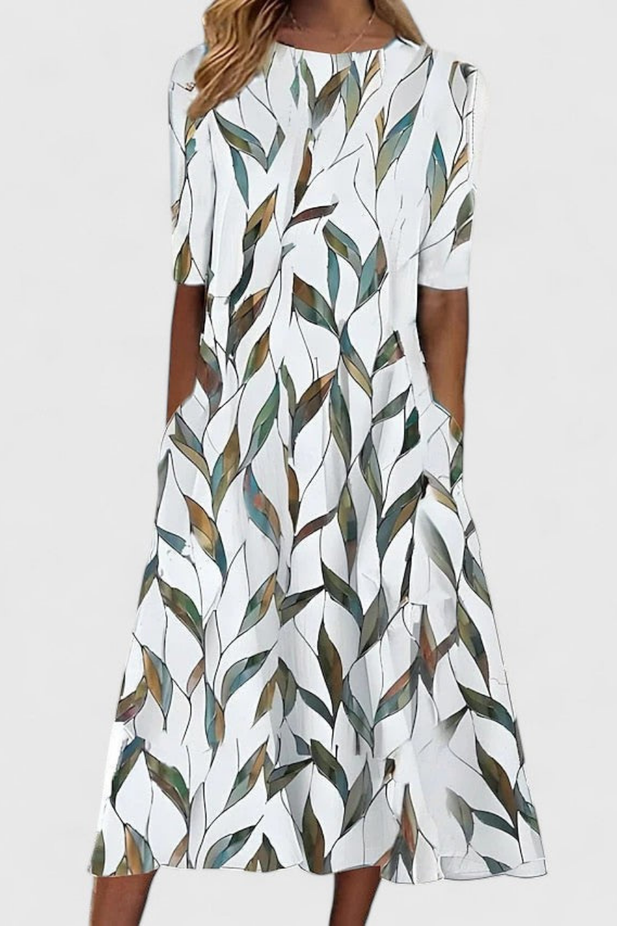 Women's Cotton Printed A-Line Midi Dress