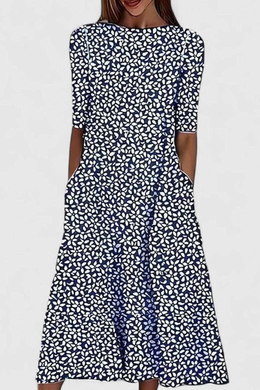 Women's Cotton Printed A-Line Midi Dress