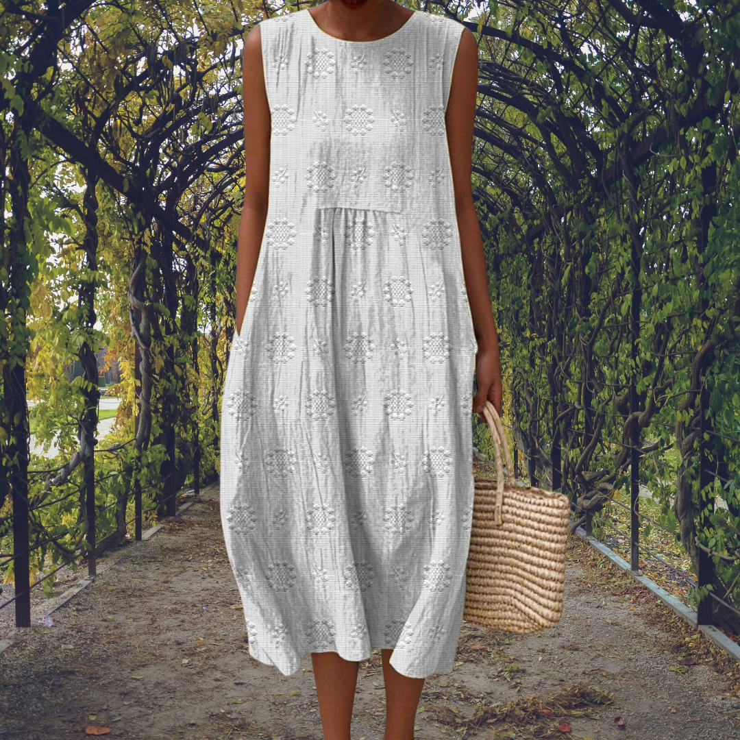 Women's Cotton Sleeveless A-line Midi Dress