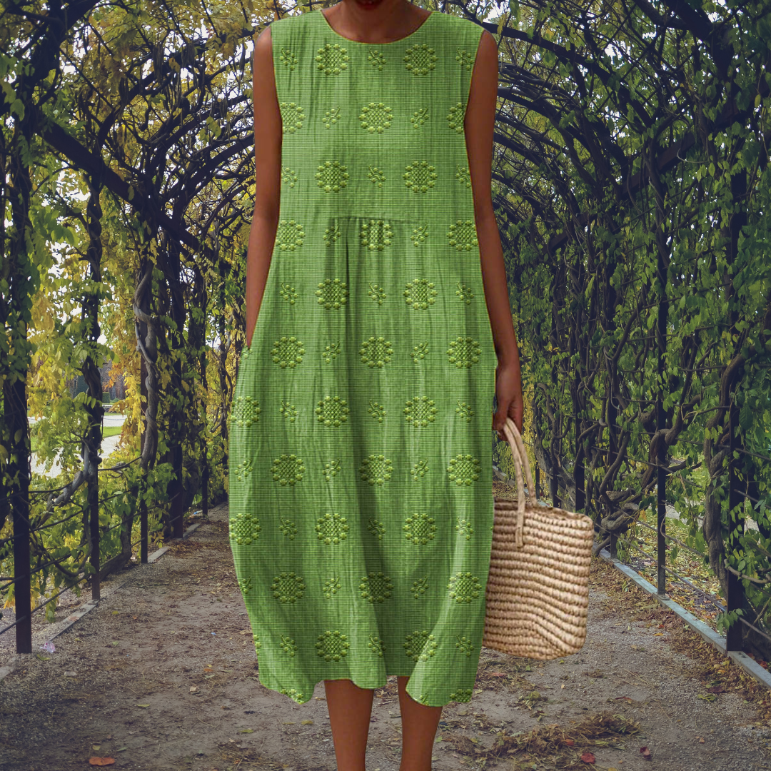 Women's Cotton Sleeveless A-line Midi Dress