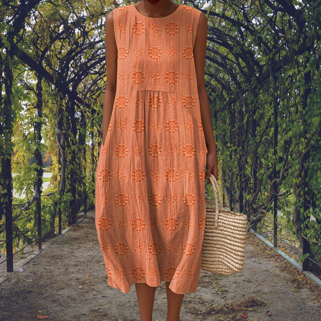 Women's Cotton Sleeveless A-line Midi Dress