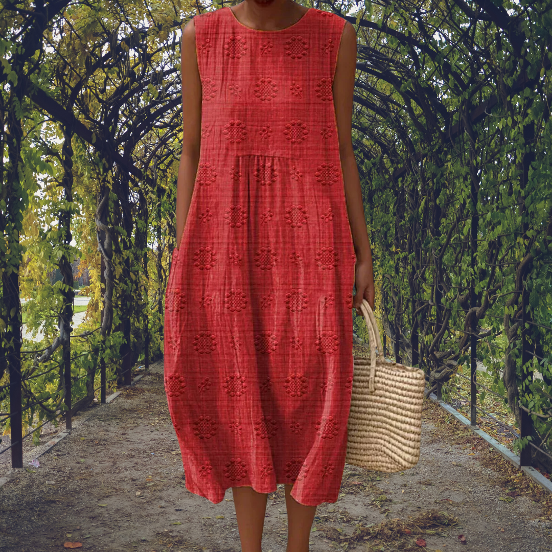 Women's Cotton Sleeveless A-line Midi Dress