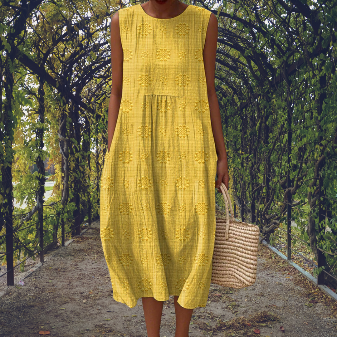 Women's Cotton Sleeveless A-line Midi Dress