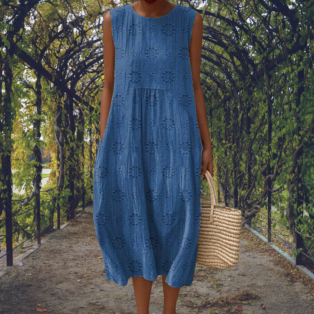 Women's Cotton Sleeveless A-line Midi Dress