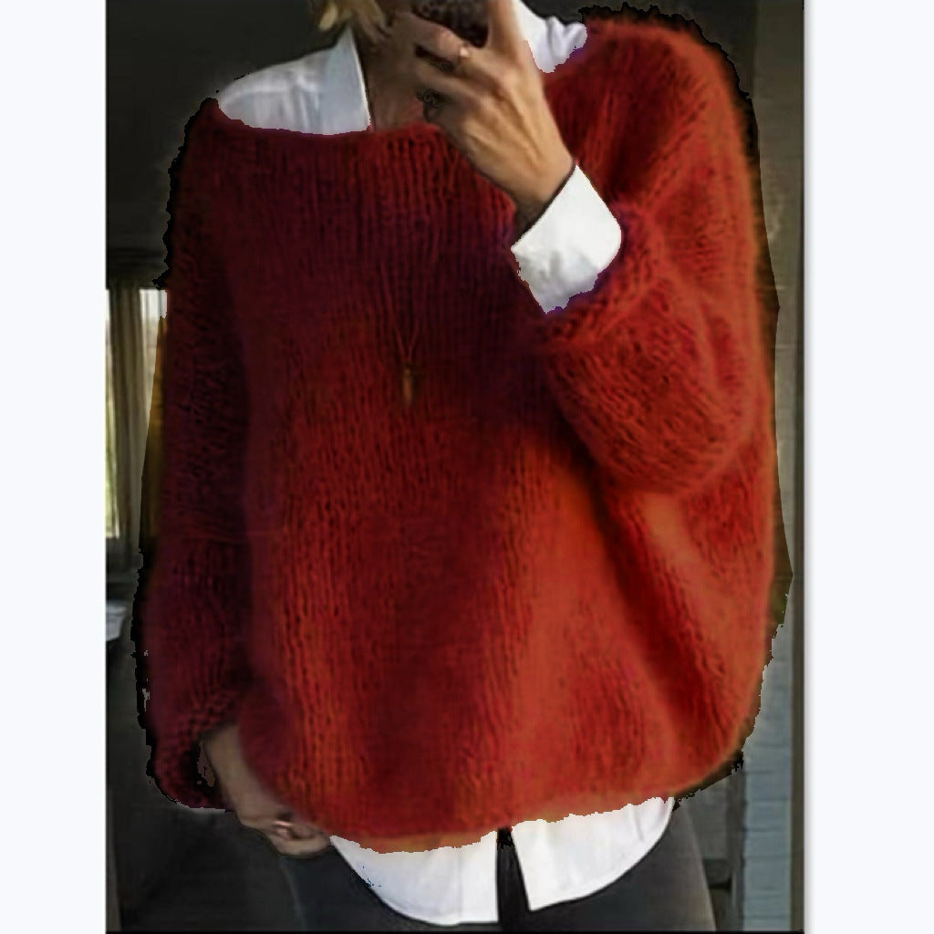 Women's Cozy Oversized Boat Neck Sweater