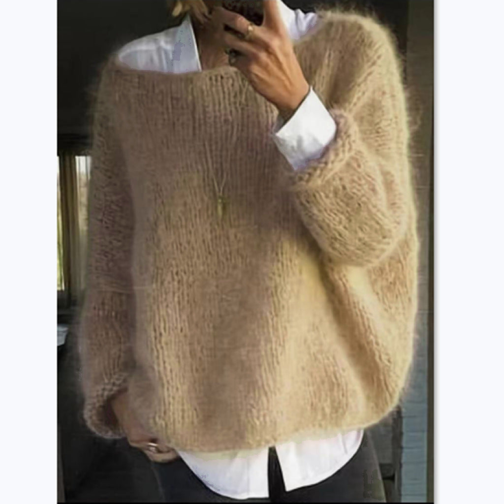 Women's Cozy Oversized Boat Neck Sweater