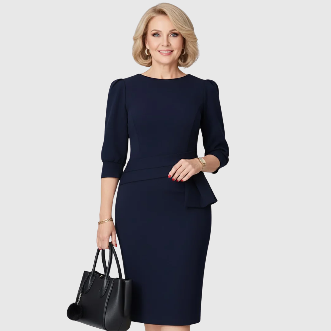 Women's Crew Neck Sheath Midi Dress