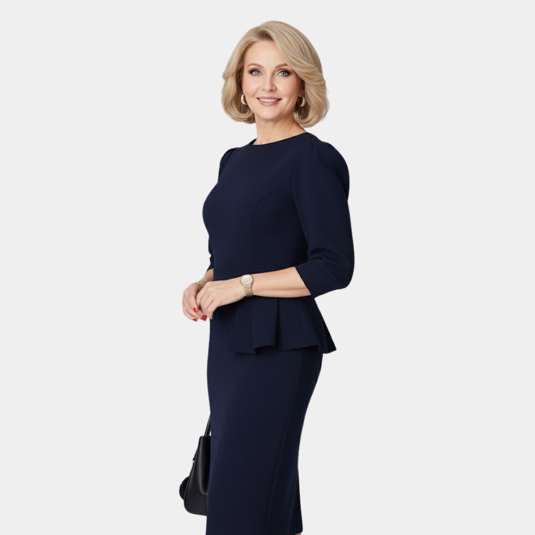 Women's Crew Neck Sheath Midi Dress
