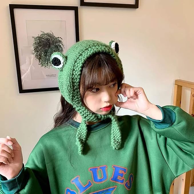 Women's Crocheted Frog Ear Warmer Headband