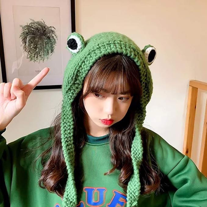 Women's Crocheted Frog Ear Warmer Headband