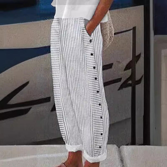 Women's Cropped Button-Detail Pants