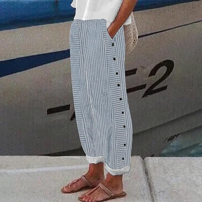 Women's Cropped Button-Detail Pants