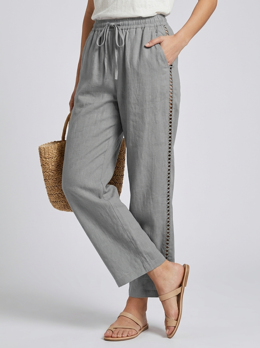 Women's Cutwork Wide Leg Pants
