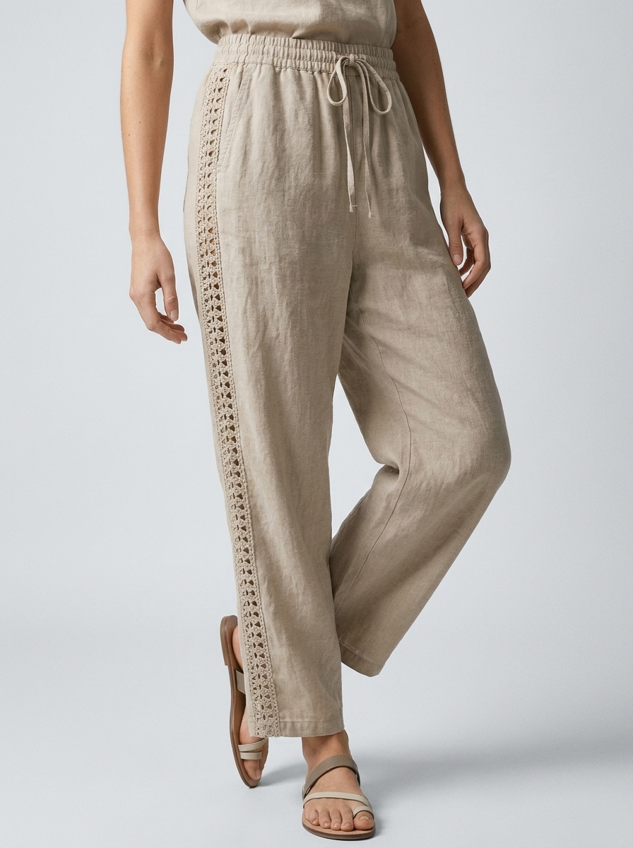 Women's Cutwork Wide Leg Pants